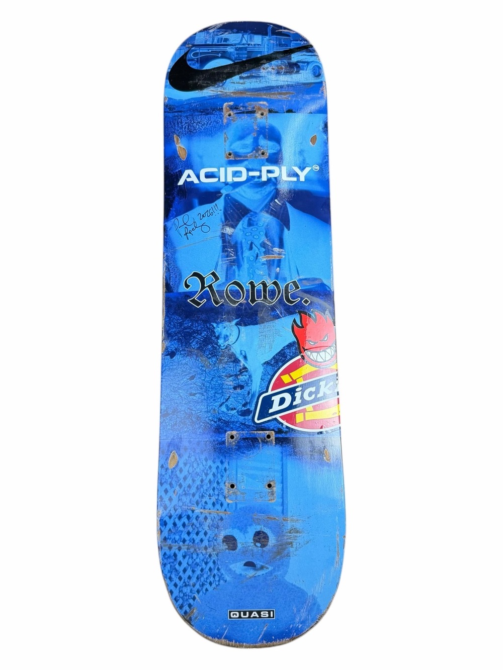 SIGNED Quasi Blue-Toned Graphic Collage Paul Rodriguez Game-Used Skateboard Deck